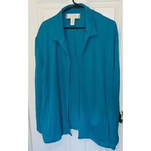 American Glamour by Badgley Mischka Blue Open Front Jacket Blazer Size 3X Womens